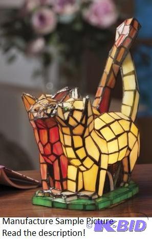 lot 109 image: Purr Fect Pair Stained Glass Cat Lamp - ...