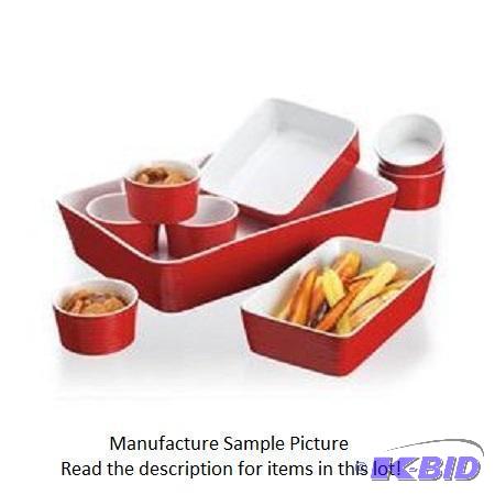 lot 110 image: Home Essentials 9 Piece Cookware Set - Red - ...