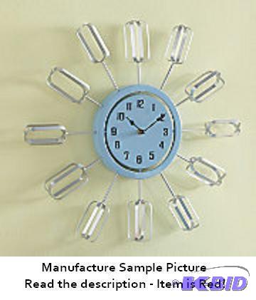 lot 137 image: Whisk Beater Kitchen Clock - Red - Retail $37...