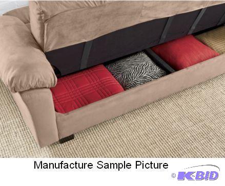 lot 150 image: Tan Microfiber Klik Klak Sofa - When your gue...