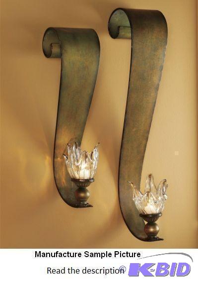 lot 174 image: Set of 2 Ribbon Swirl Sconces - Striking wall...