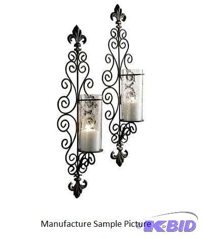 lot 35 image: Two Fleur De Lis Wall Sconces - 8" W x 6...