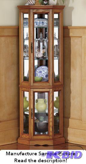 lot 69 image: Corner Curio Cabinet - Oak -&nbspMirrored Co...