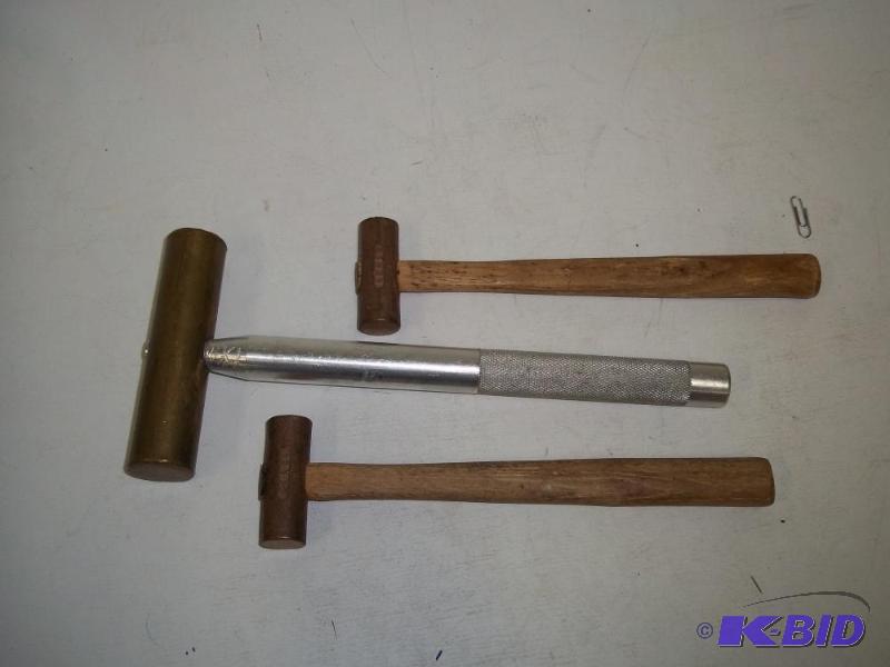 lot 30 image: Set of brass hammers...