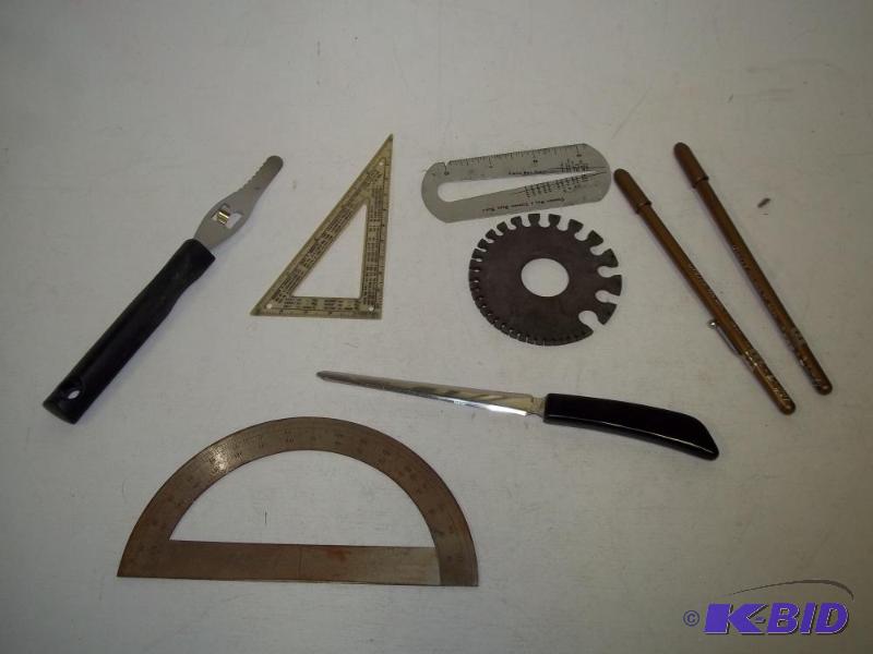 lot 64 image: Protractor, wire gage and other tools...