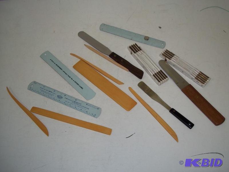 lot 65 image: Folding rulers with wood tools and rulers...