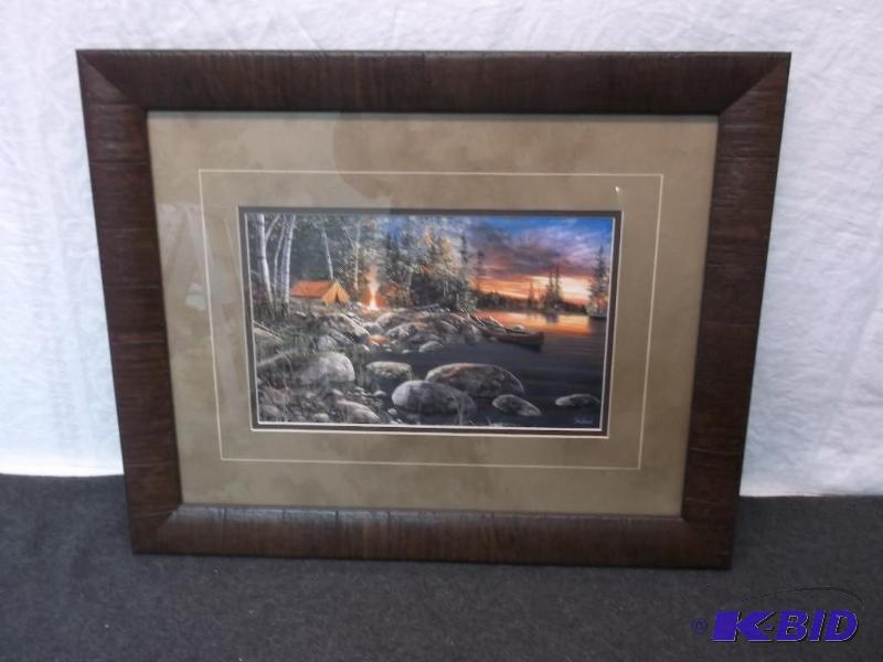 lot 10 image: Beautiful double matted framed print by Jim H...