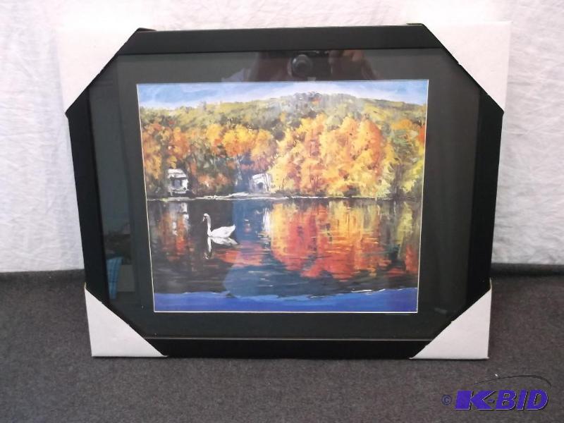 lot 100 image: Beautiful framed scenery print, measuring 19 ...