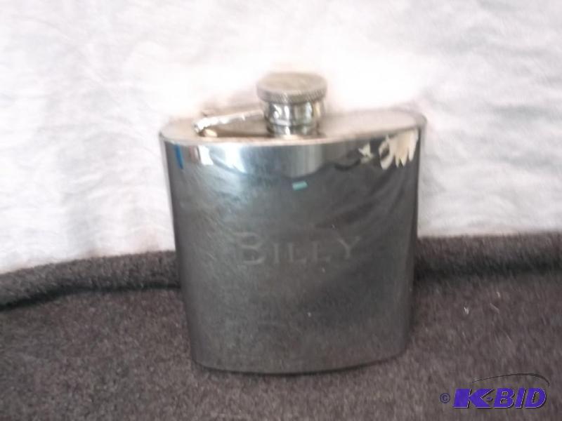 lot 115 image: Flask with BILLY engraved on it....