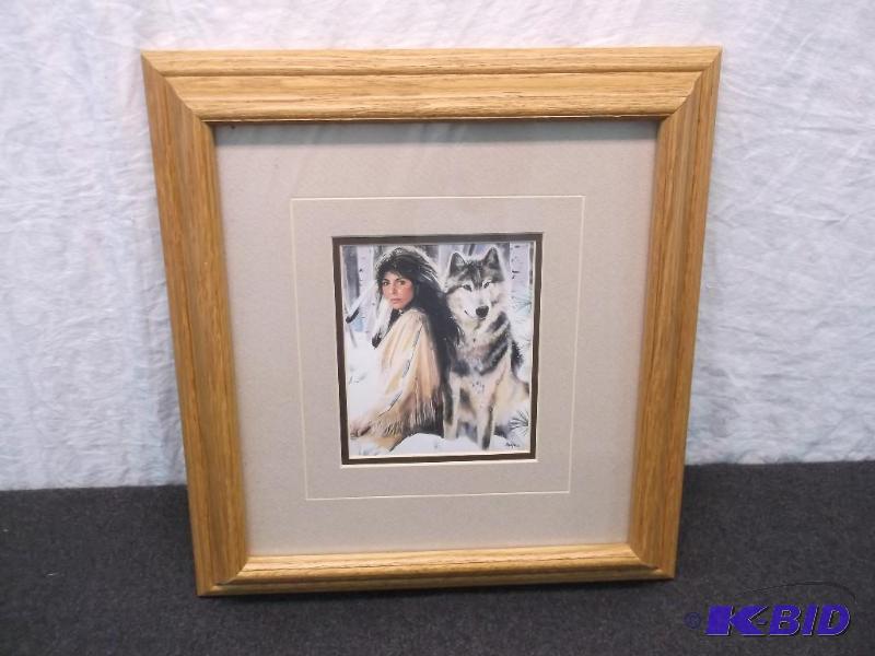 lot 119 image: Beautiful double matted solid oak framed prin...