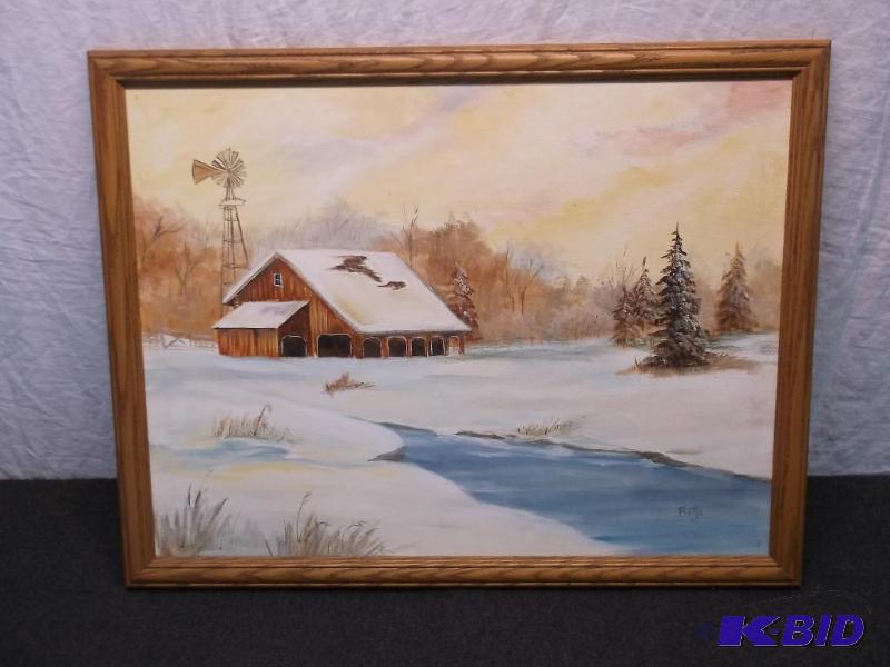 lot 128 image: Beautiful oil on canvas painting signed Bette...