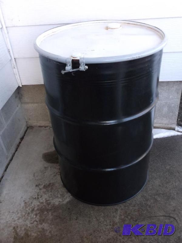 lot 142 image: 55 gallon steel food grade barrel....