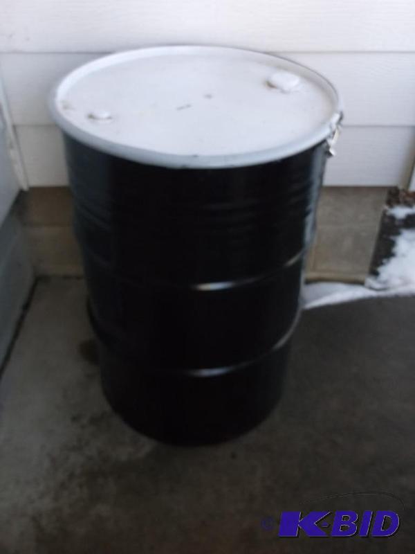 lot 143 image: 55 gallon steel food grade barrel....