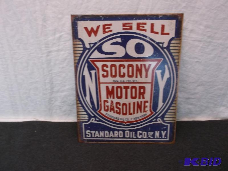 lot 19 image: Collectable metal Socony motor gasoline sign ...