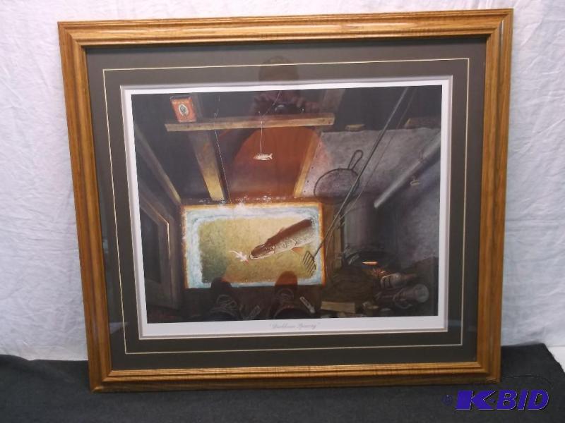 lot 2 image: Beautiful double matted in solid oak frame &q...