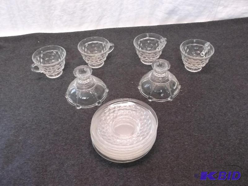 lot 21 image: Antique Fostoria dishes 4 cups, 6 saucers, an...