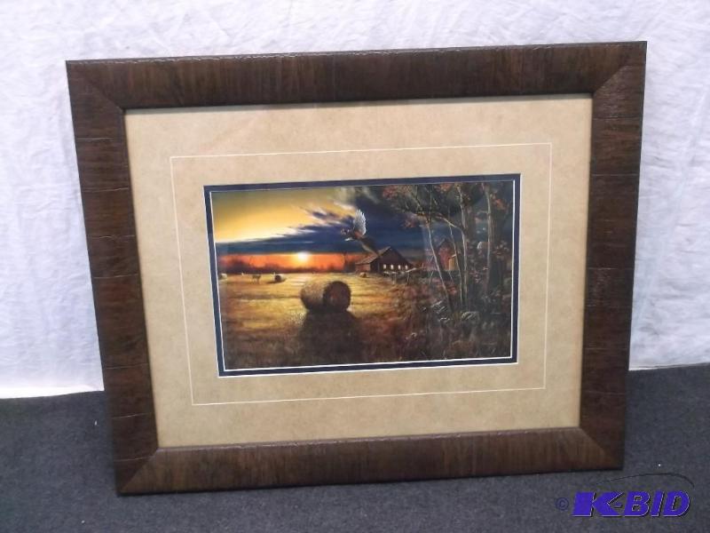 lot 25 image: Beautiful double matted framed print by Jim H...