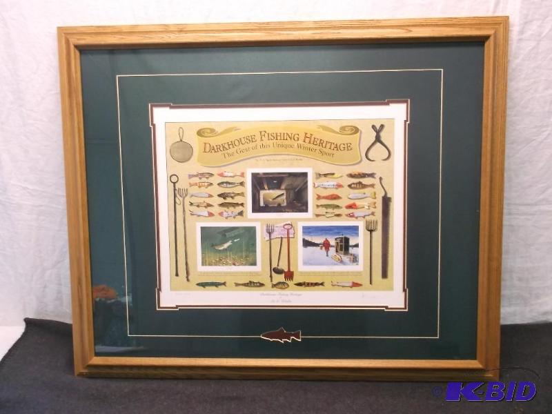 lot 5 image: Beautiful double matted print in solid oak fr...
