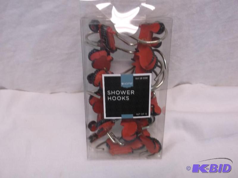 lot 57 image: Tractor shower curtain hooks, new in package....