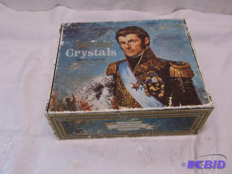 lot 60 image: Vintage cigar box, loaded with jewelry....