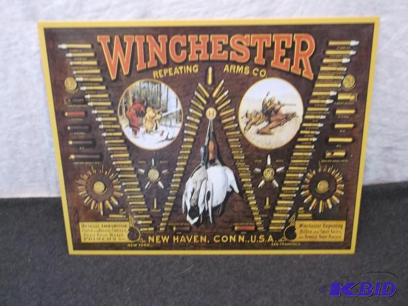 lot 69 image: Collectable metal Winchester ammunition sign,...