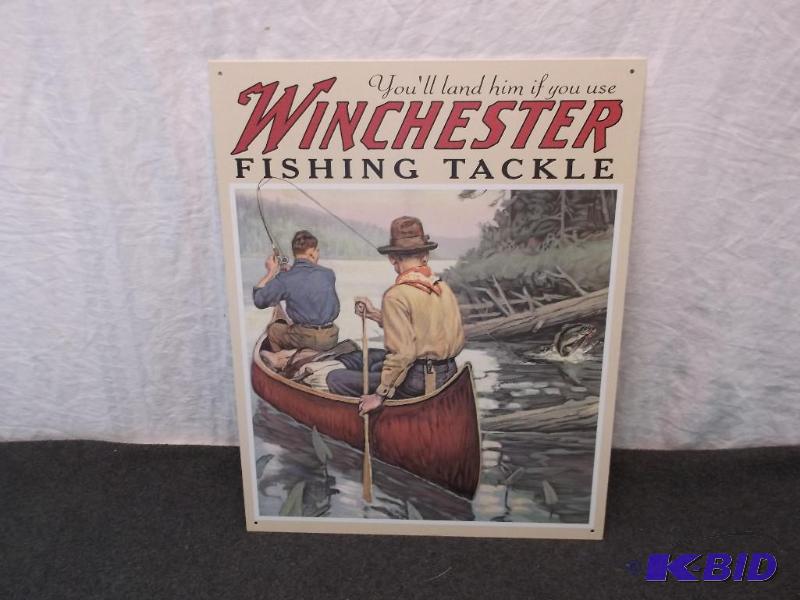 lot 70 image: Collectable metal Winchester fishing tackle s...