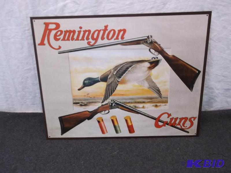 lot 71 image: Collectable metal Remington Guns sign 12 12&...