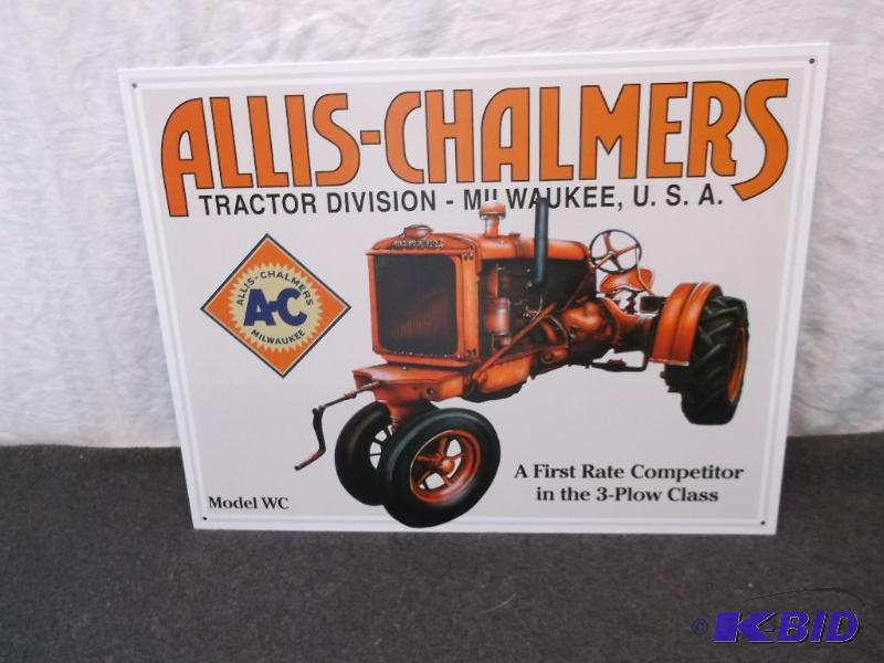 lot 72 image: Collectable metal Allis-Chalmers sign, measur...