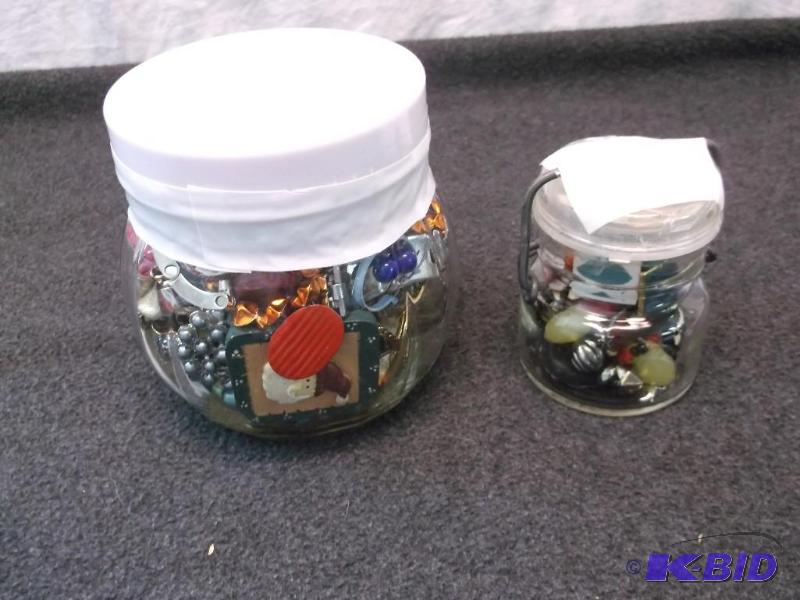 lot 90 image: 2 Jars loaded with earrings, and necklaces....