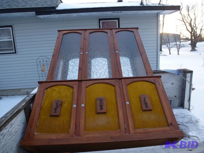 lot 10 image: Antique china cabinet Approximately 60"...