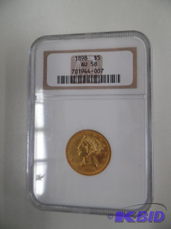 1898 $5 Gold Half-Eagle AU