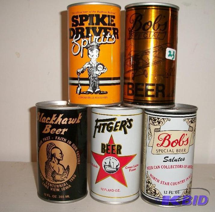 5 sealed empty beer cans