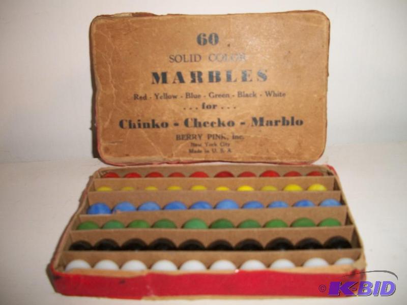 Antique Chinco Marble box with Marbles