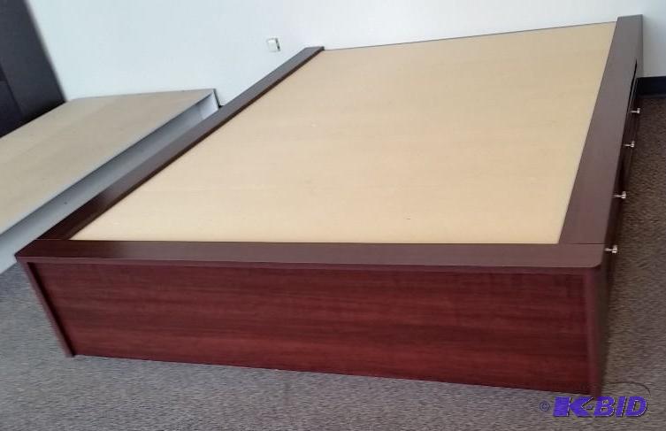 lot 10 image: Palladia Queen Cherry Platform Bed.  2 Drawers on Both Sides.  Assembled New out of box.