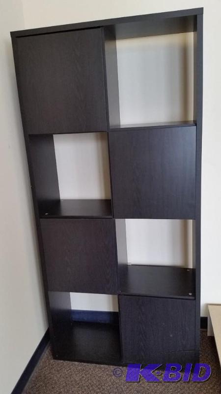 lot 25 image: Multi-Door Cube Shelf Black Cabinet.  New out of Box assembled