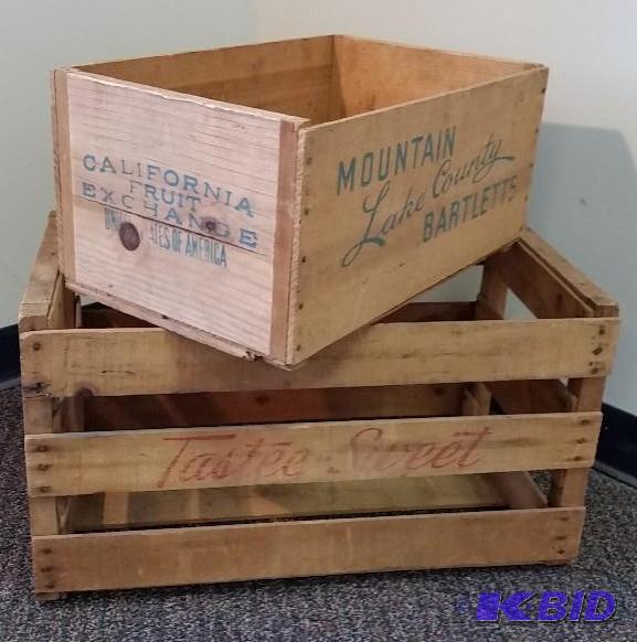 lot 37 image: Antique Fruit Crates.  One Large one Small