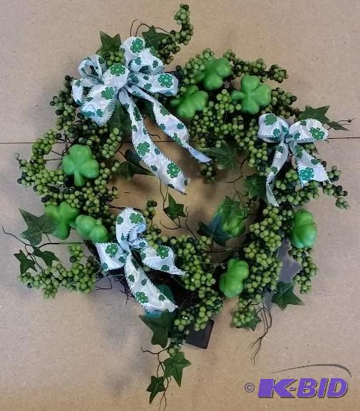 lot 42 image: Cute Lighted St. Patricks Day Wreath.  Battery Operated
