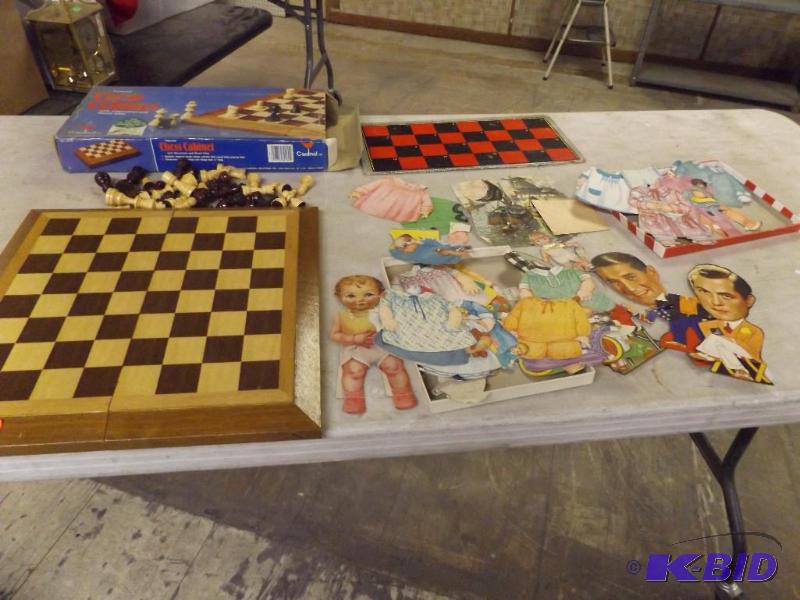 lot 11 image: Chess, Checkers board, Paper Dolls...