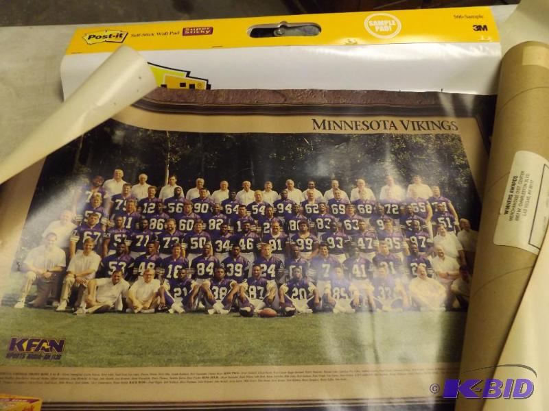 lot 2 image: Self Stick Wall Pad, MN Vikings poster, 10 an...