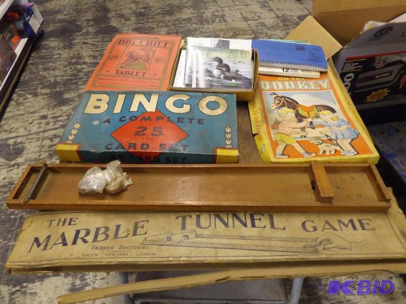 lot 570 image: Older Bingo Game, Marble Tunnel Game, Pin the...