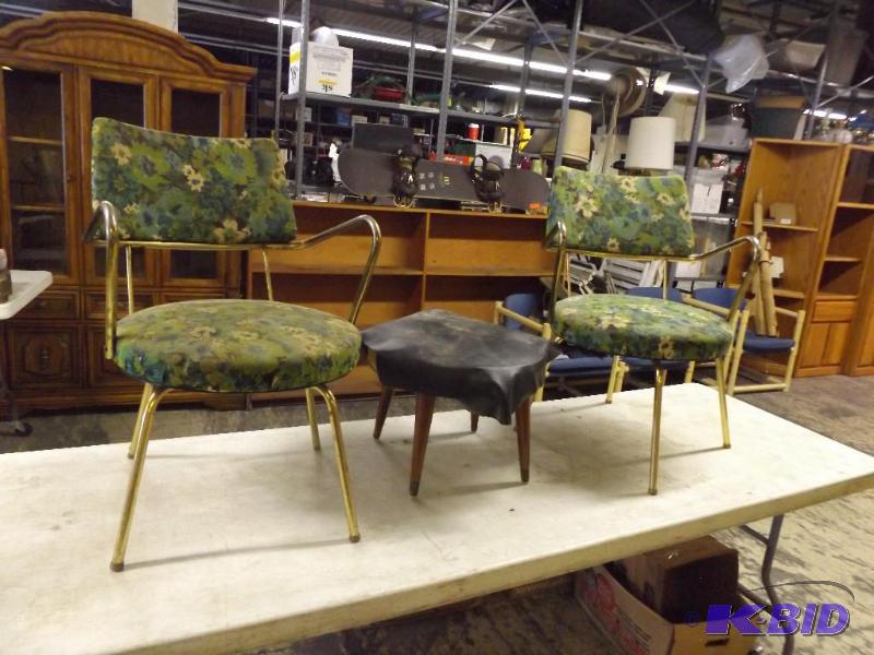 lot 584 image: old chairs and stool...