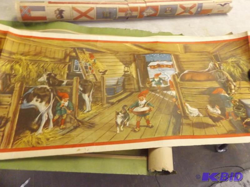 lot 596 image: 1920s Map, very brittle and old posters of fa...