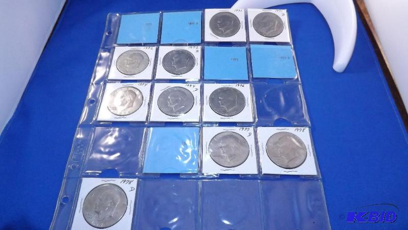 Eisenhower dollar coin lot. Dates range from ...