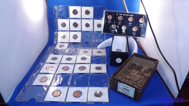 Misc lot. Complete 1982 7 penny Lincoln Cents...