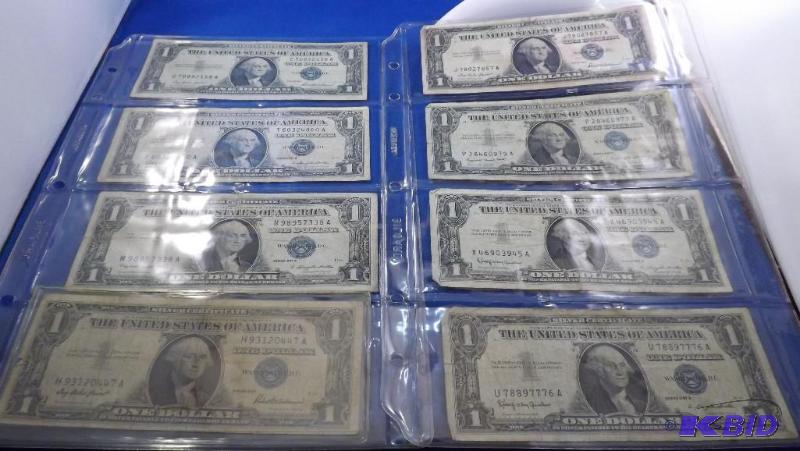 8 Silver Certificates. 3-1957, 3-1957B, 2-195...