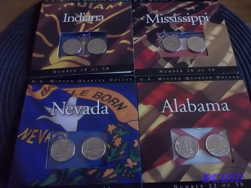4-US Mint State Quarter Sets Indiana, Alabama...