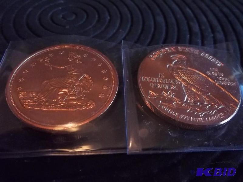 2- 1 Oz. Copper Round Commemoratives .999 Fin...