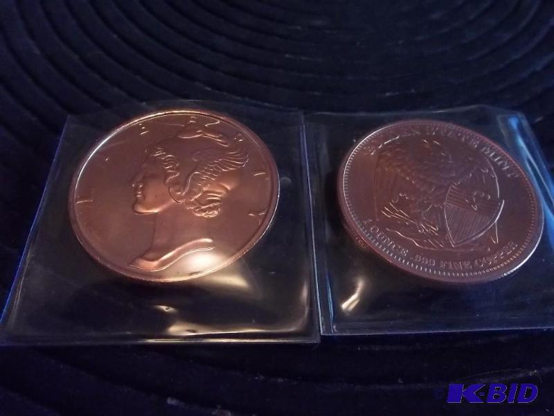 2-1 Oz. copper Round Commemoratives .999 Fine...