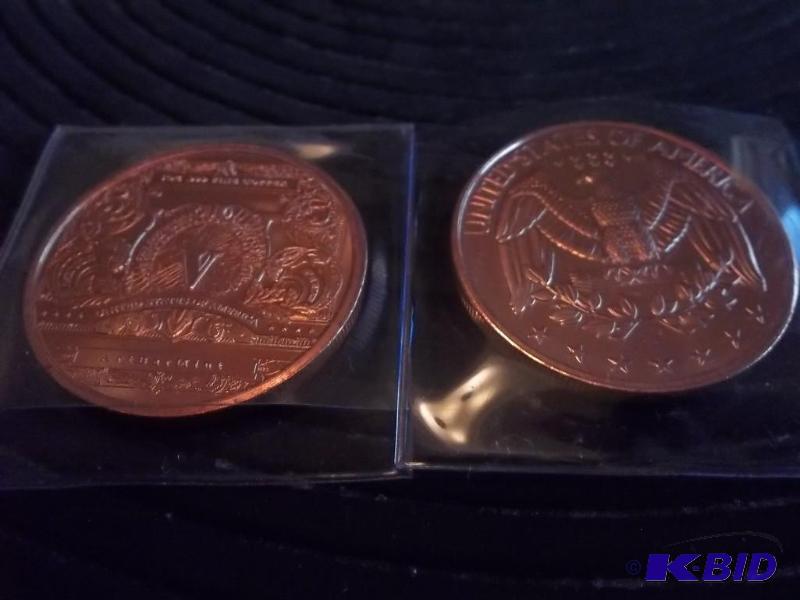 2-1 Oz. Copper Round Commemoratives .999 Fine...