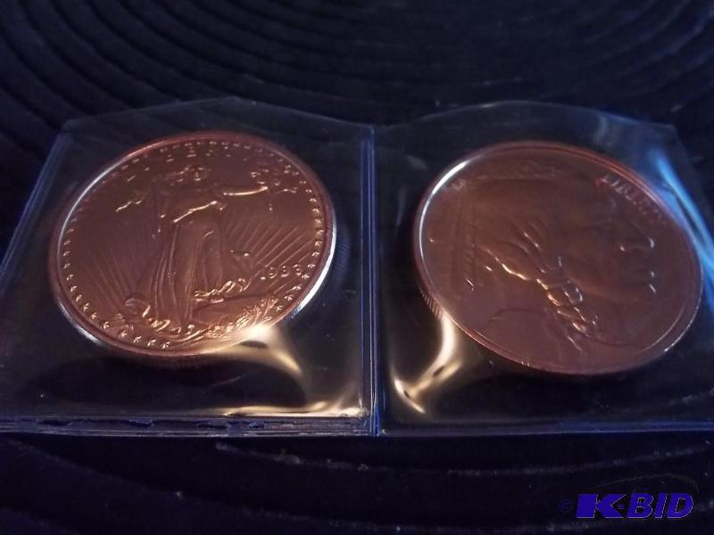 2-1 Oz. Copper Round Commemoratives .999 Fine...